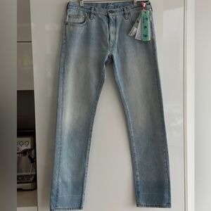 Off-White Men's Faded Blue Straight Jeans